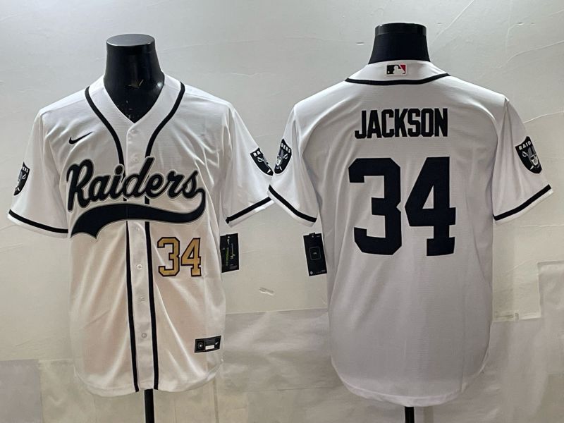 Men 2025 Oakland Raiders #34 Jackson white 3th generation Joint Name Nike Limited NFL Jersey style 03